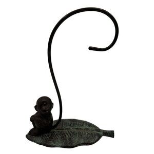 Cast Iron Monkey Leaf Banana Grape Holder Tail Hanging Hook Tropical Tiki Bar